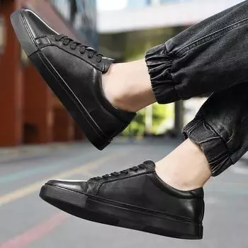 Модная повседневная обувь из натуральной кожи класса люкс, высококачественные туфли на шнуровке, мужская удобная обувь для занятий спортом на открытом воздухе с мягкой подошвой, большого размера 36 серый