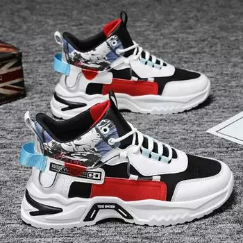 Модная повседневная обувь, мужская обувь на толстой подошве, мужские спортивные кроссовки, кроссовки, уличная культура, обувь для ходьбы, мужская обувь с высоким верхом 39