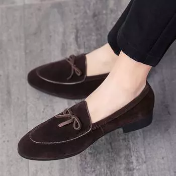 Модная повседневная обувь Мужская официальная деловая обувь на плоской подошве Кожаные мокасины Мокасины Трендовая мода Мокасины с кисточками Туфли-броги Удобные нескользящие 38 чёрный