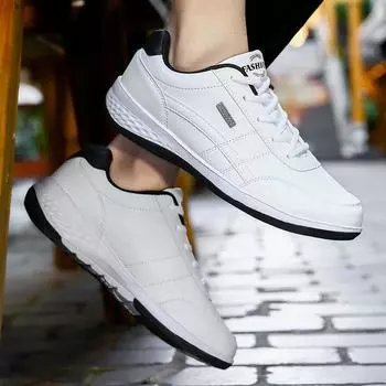 Модная повседневная обувь мужская уличная обувь из искусственной кожи трендовая легкая и удобная повседневная обувь на шнуровке спортивная обувь для отдыха на открытом воздухе большие размеры 50 белый