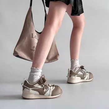 Модная повседневная обувь на платформе, женская, весна 2025, новая, уродливая, милая, с большой головой, на шнуровке, универсальная, обувь знаменитостей из Интернета 35 розовый