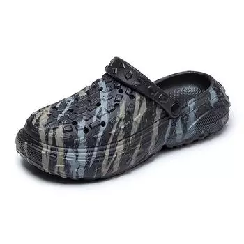 Модная повседневная обувь на толстой подошве, нескользящая, удобная пляжная обувь, легкая садовая обувь, высококачественные сандалии, дышащие тапочки для мужчин 40-41 темные хаки