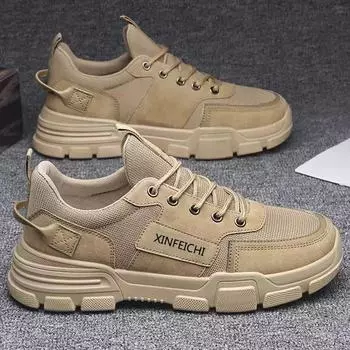 Модная повседневная обувь на весну и осень 2024 года с мягкой дышащей подошвой, противоскользящая и прочная спортивная обувь для активного отдыха 39 темные хаки