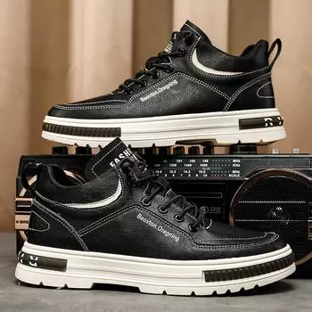 Модная повседневная обувь с высоким берцем осенью и зимой, молодежная индивидуальность, мужская обувь Wild Tide 39 белый