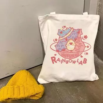 Модная повседневная парусиновая сумка для покупок с героями мультфильмов, милая сумка для девочек, сумка для покупок, большая сумка, большая вместительная повседневная ручная сумка 24*26cm