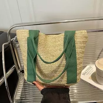 Модная повседневная простая летняя новая тканая сумка для женщин, большая вместимость, ретро-повседневная сумка через плечо