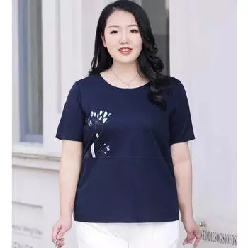 Модная повседневная рубашка для полных женщин с короткими рукавами и принтом, свободная и удобная женская футболка, топ 6XL красный