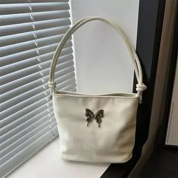 Модная повседневная сумка-бабочка на одно плечо, красивая, для поездок на работу, большая вместительная женская сумка 2024 года, новая сумка-тоут, персонализированная сумка-ведро чёрный