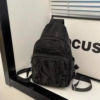 Модная повседневная сумка большой вместимости для поездок на работу, простая модная нагрудная сумка, женская летняя новая сумка-мессенджер 2024 года Without pendant чёрный