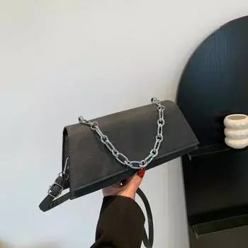 Модная повседневная сумка-цепочка, маленькая квадратная сумка, персонализированная нишевая сумка, женская 2024, новая персонализированная сумка-мессенджер в стиле ретро чёрный