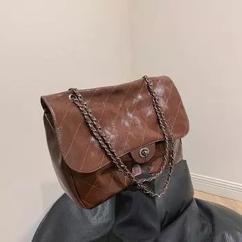 Модная повседневная сумка через плечо для поездок на работу, новая зимняя повседневная сумка-тоут в стиле ретро с цепочкой, большая вместимость, сумка через плечо