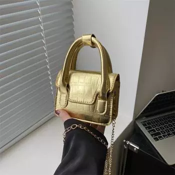 Модная повседневная сумка через плечо, маленькая сумка в иностранном стиле, женская, весна 2024, новая простая квадратная сумка через плечо серебряный