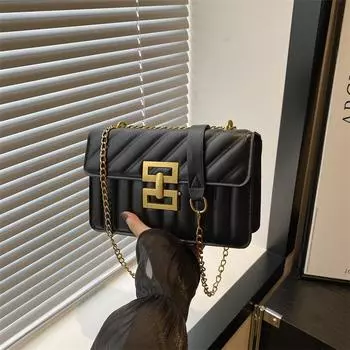 Модная повседневная сумка через плечо в иностранном стиле, простая модная маленькая квадратная сумка для женщин 2024 года, новинка лета, повседневная модная сумка-мессенджер чёрный