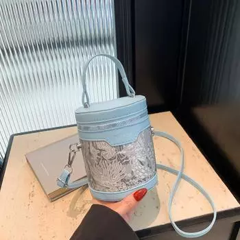 Модная повседневная сумка-ведро, летняя новая тенденция 2024 года, повседневная сумка-мессенджер, женская модная простая сумка через плечо черный серый