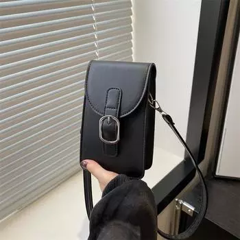 Модная повседневная сумка женская новинка 2024 года, новая модная простая сумка для мобильного телефона, корейская версия, трендовая сумка-мессенджер, сумка для поездок на работу чёрный