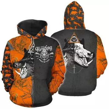 Модная повседневная толстовка с капюшоном на молнии Harajuku с принтом черепа охотника на кабана, мужская и женская толстовка с капюшоном на осень/зиму S