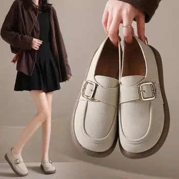 Модная повседневная женская обувь без шнуровки на плоской подошве с круглым носком в корейском стиле, обувь большого размера с открытым носком, Birkenstock