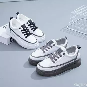 Модная повседневная женская обувь Осенние стили Высокие универсальные белые туфли Туфли на платформе Обувь для отдыха и прогулок для женщин 35 белый