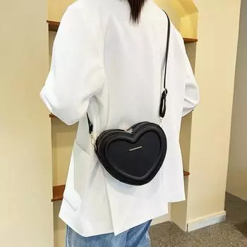 Модная повседневная женская сумка через плечо из искусственной кожи, однотонная, в форме сердца, с регулируемым ремешком, женская сумка через плечо для выходов на фестивали