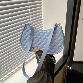 Модная повседневная женская сумка-мессенджер, новинка 2024 года, летняя простая модная сумка через плечо, нишевый дизайн, иностранный стиль, сумка-полумесяц чёрный