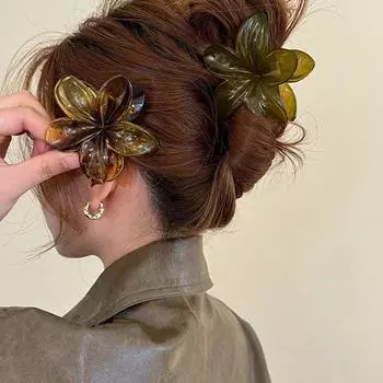 Модная принцесса цветок заколка для волос корейская большая заколка для волос краб зажим винтажный женский конский хвост акула зажим головной убор аксессуары для волос чёрный