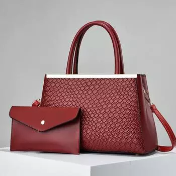 Модная простая большая вместительная сумка из двух предметов с тисненой текстурой, простые женские сумки Yankee, цветная сумка через плечо с ремешком