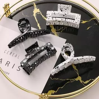 Модная простая черно-белая шпилька с вкраплениями чернил, геометрическая квадратная заколка в виде акулы, женская элегантная заколка в виде акулы, французская заколка для волос, ювелирные изделия, женский тренд