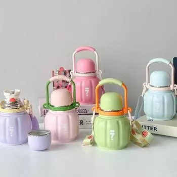 Модная простая двойная чашка для напитков из тыквы, большая емкость, термос из нержавеющей стали, переносная переносная чашка Pot Belly 480ML