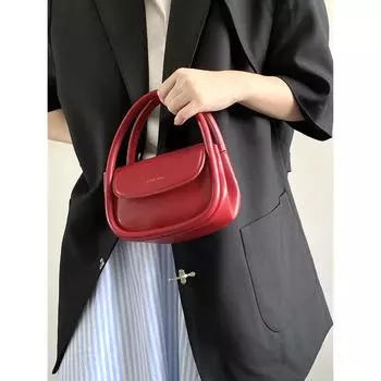 Модная простая красная сумка через плечо, свадебная сумочка, мини-сумка, квадратная, однотонная, с текстурой, классическая сумка через плечо Mini(Max Length<20cm)