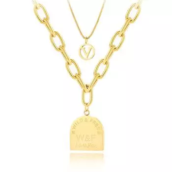 Модная простая многослойная цепочка из титановой стали, ювелирные изделия из настоящей позолоченной нержавеющей стали, ожерелье с буквами, цепочка на ключицу