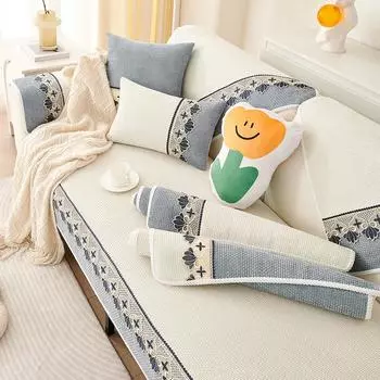 Модная простая подушка для дивана из шенилла и нескользящая однотонная легкая роскошная вышитая подушка для дивана, тканевый чехол для дивана 70x70cm 1pcs