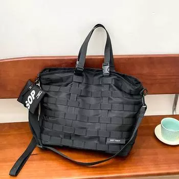 Модная простая сумка через плечо, функциональная сумка-мессенджер из ткани Оксфорд, большая вместительная сумка-тоут 35x18x34cm чёрный