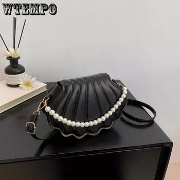 Модная простая сумка через плечо женская корейская модная сумка через плечо нишевая трендовая сумка-ракушка чёрный