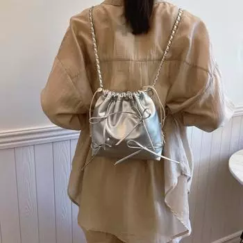 Модная простая сумка-ведро женская летняя 2024 года, новая корейская версия, трендовая сумка через плечо, повседневная модная сумка-мессенджер для поездок на работу Small розовый