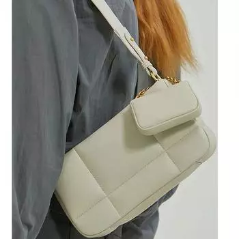 Модная простая женская кожаная сумка через плечо с застежкой-молнией Joker, маленькая квадратная сумка Niche Messenger Composite Bag (20cm<Max Length<30cm) чёрный