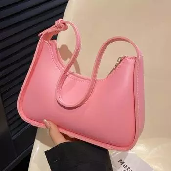 Модная простая женская сумка на одно плечо, летняя новая универсальная однотонная женская сумка подмышкой, кожаная женская сумка для поездок на работу (20cm<Max Length<30cm)