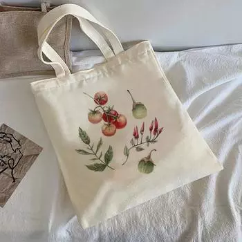 Модная простая женская сумка-тоут с героями мультфильмов и фруктами для покупок, путешествий, женская экологически чистая многоразовая сумка для покупок на плечо, большая вместимость T 24*26cm