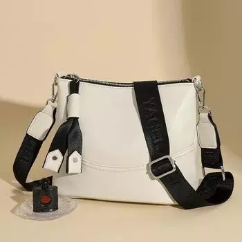 Модная простая женская сумка-ведро с широким плечевым ремнем, косая сумка-мешок, повседневная сумка через плечо для женщин чёрный