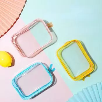 Модная прозрачная косметичка из ПВХ для девочек, прозрачная косметичка для женщин, водонепроницаемая косметичка на молнии, дорожные косметички