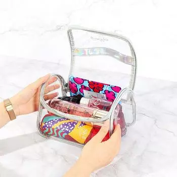 Модная прозрачная лазерная дорожная косметичка, женская сумка на молнии, органайзер для хранения косметики, водонепроницаемый косметичка чёрный