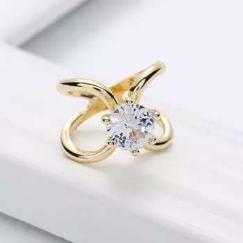 «Модная пряжка для шарфа из шелка со стразами: Креативный дизайн «Тройное кольцо» золотой