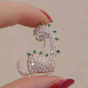 Модная японская мультяшная милая брошь в виде динозавра, универсальная индивидуальная булавка в виде животного, аксессуары для свитера и корсажа золотой