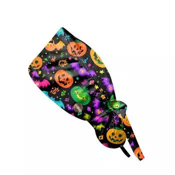 Модная рабочая кепка с принтом на Хэллоуин, повседневная женская кепка с хвостиком, кепка с постиранной резинкой, кепка Baotou One Size чёрный