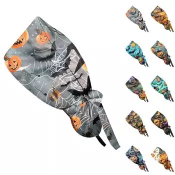 Модная рабочая кепка с принтом на Хэллоуин, повседневная женская кепка с хвостиком, кепка с постиранной резинкой, кепка Baotou One Size синий