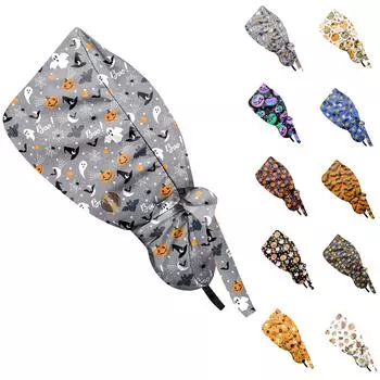 Модная рабочая кепка с принтом на Хэллоуин, повседневная женская кепка с хвостиком, кепка с постиранной резинкой, кепка Baotou One Size тёмно-синий