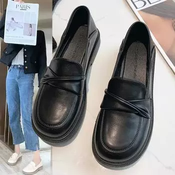 Модная рабочая обувь, элегантные туфли на плоской подошве с круглым носком, повседневная дышащая кожаная женская деловая обувь, женская обувь 35 белый