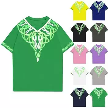 Модная рабочая одежда с круглым вырезом и короткими рукавами, топы с принтом для женщин, летние топы L синий