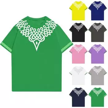 Модная рабочая одежда с круглым вырезом и короткими рукавами, топы с принтом для женщин, летние топы L синий