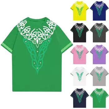 Модная рабочая одежда с круглым вырезом и короткими рукавами, топы с принтом для женщин, летние топы L синий