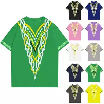 Модная рабочая одежда с круглым вырезом и короткими рукавами, топы с принтом для женщин, летние топы L синий